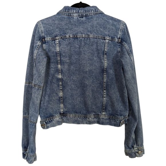 Free People long sleeve denim Distressed  jacket size M - Picture 2 of 7